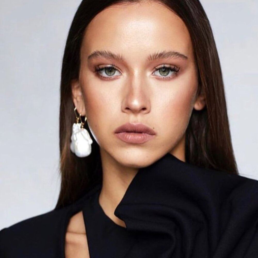 Reliquia natural "cocoon" pearl baroque drop earrings in real silver - Picture 7 of 9
